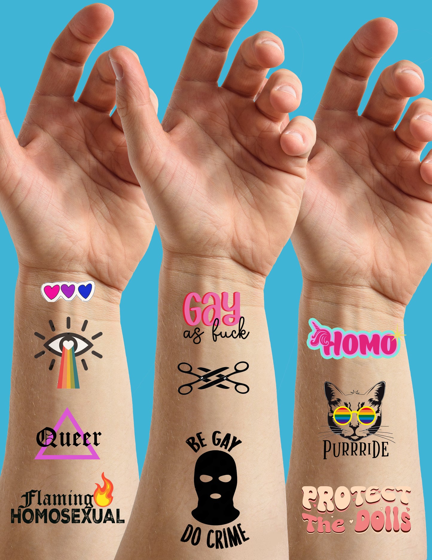 Pride Tattoos - Girls, Gays and Theys Combo Pack