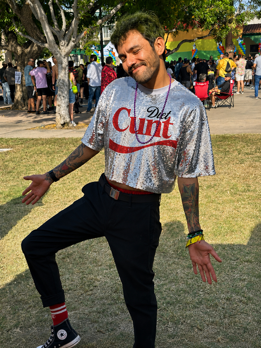 Diet Cunt Crop Sequin Shirt- pre sale