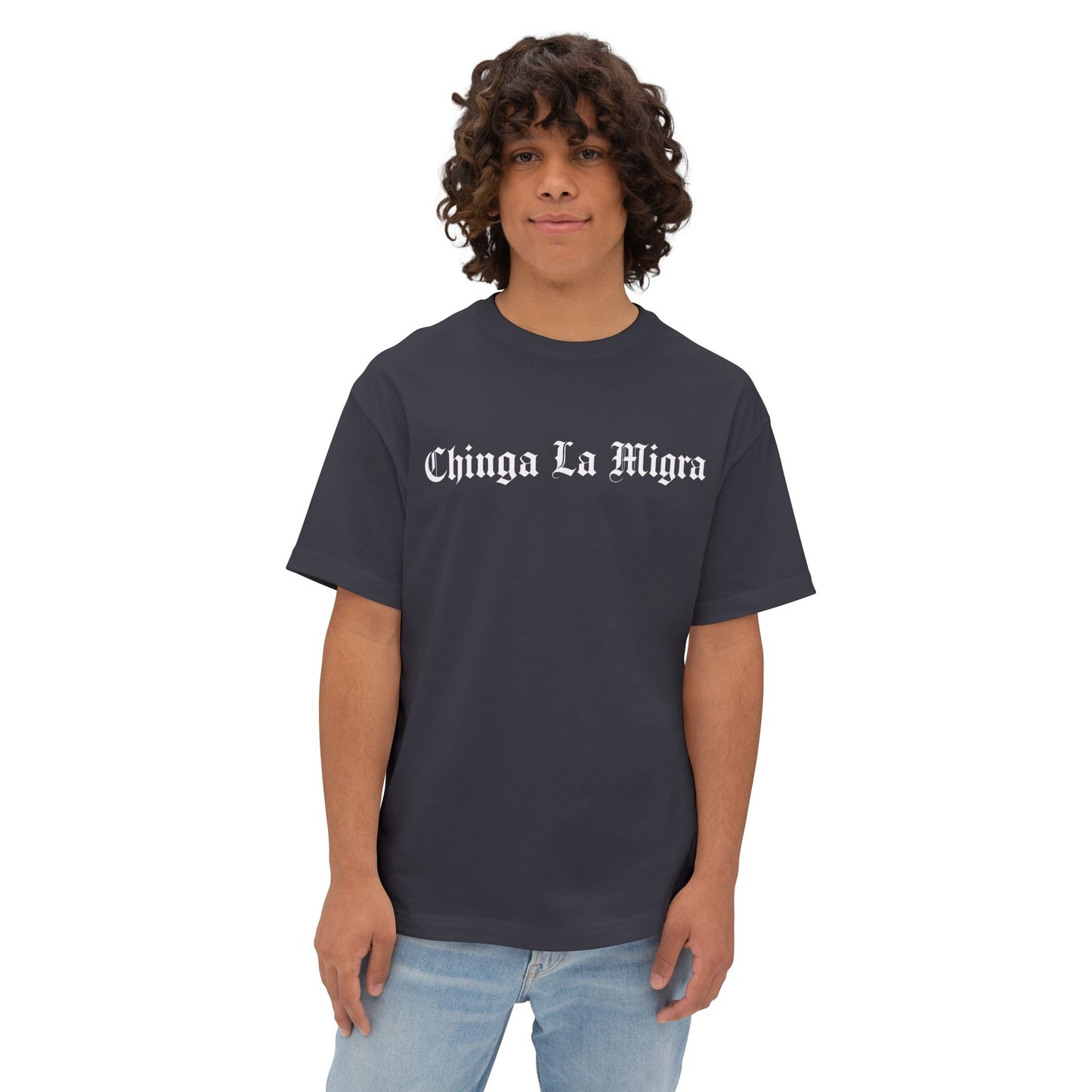 "Chinga La Migra" Oversized Boxy Shirt with Fuck ICE Back Art