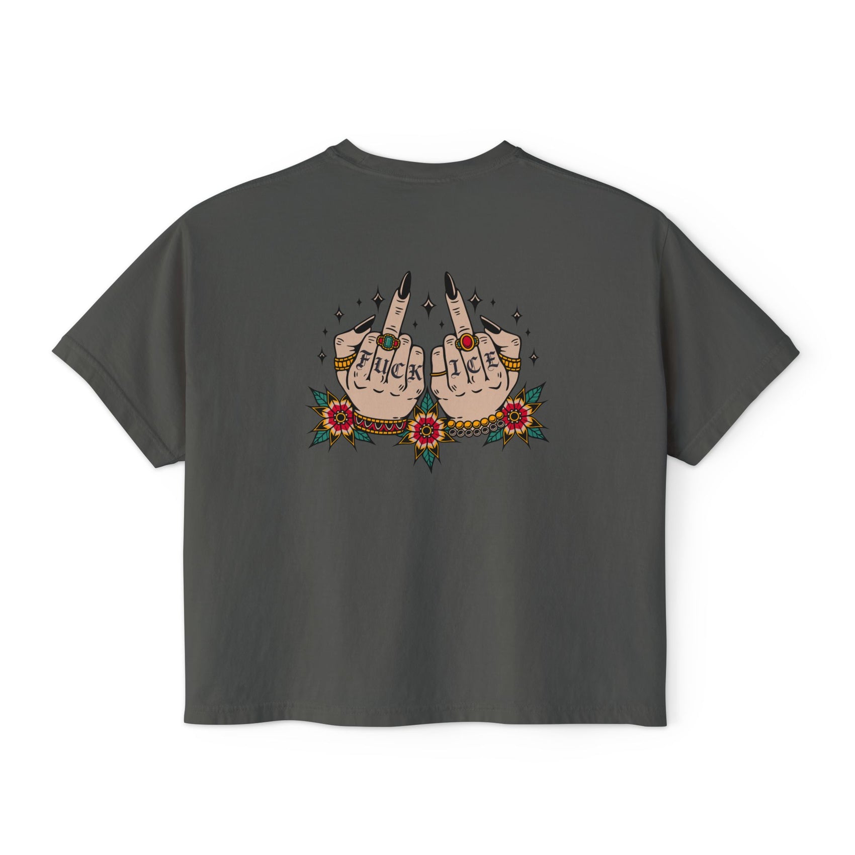 Chinga La Migra- FUCK ICE middle finger Boxy Tee
