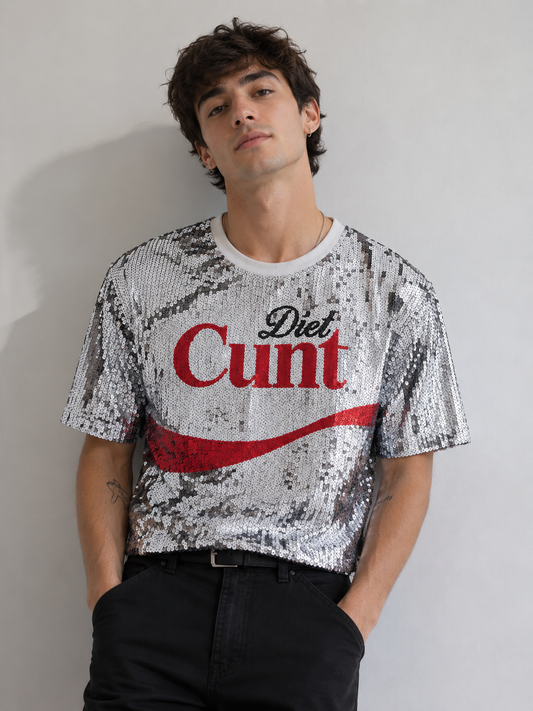 Diet Cunt Crop Sequin Shirt