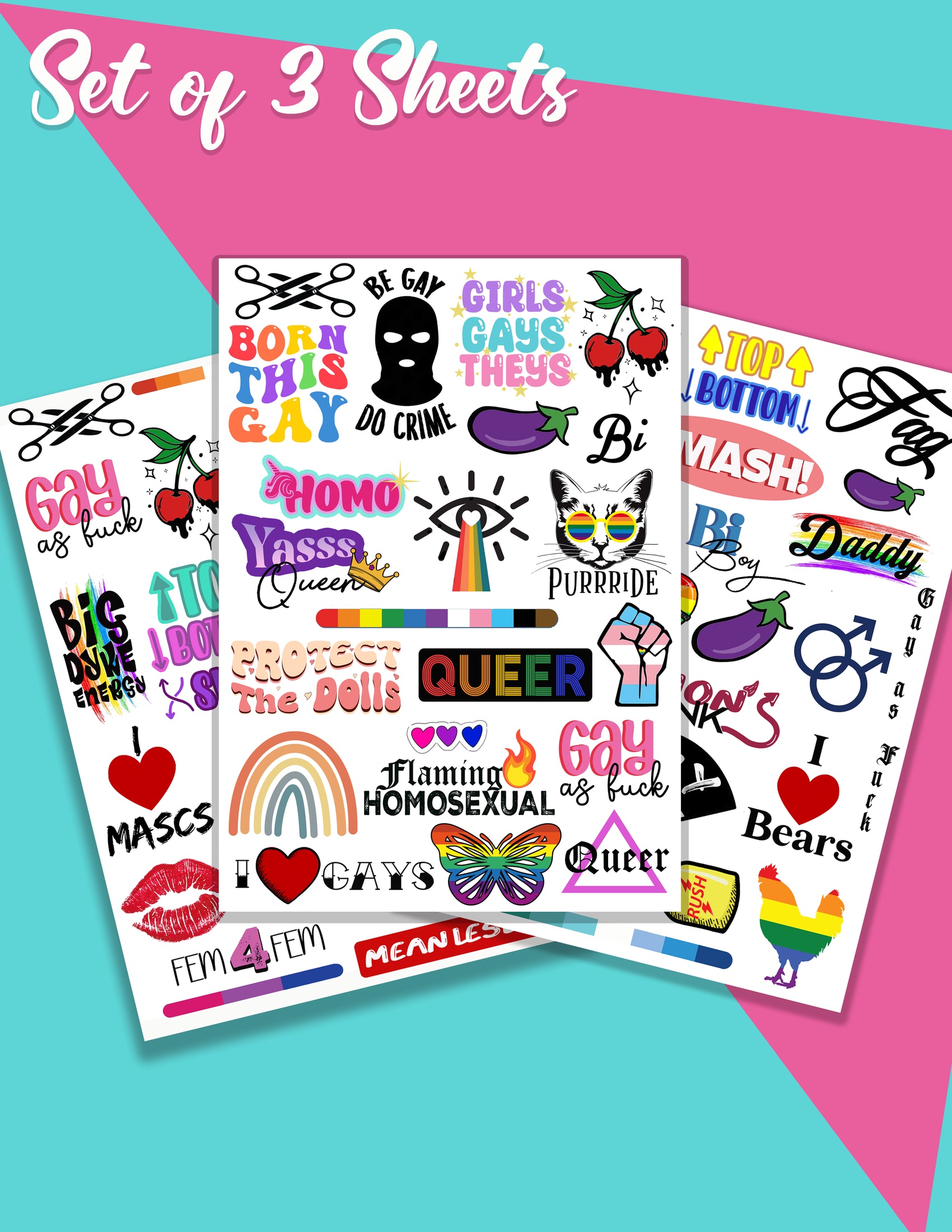 Pride Tattoos - Girls, Gays and Theys Combo Pack