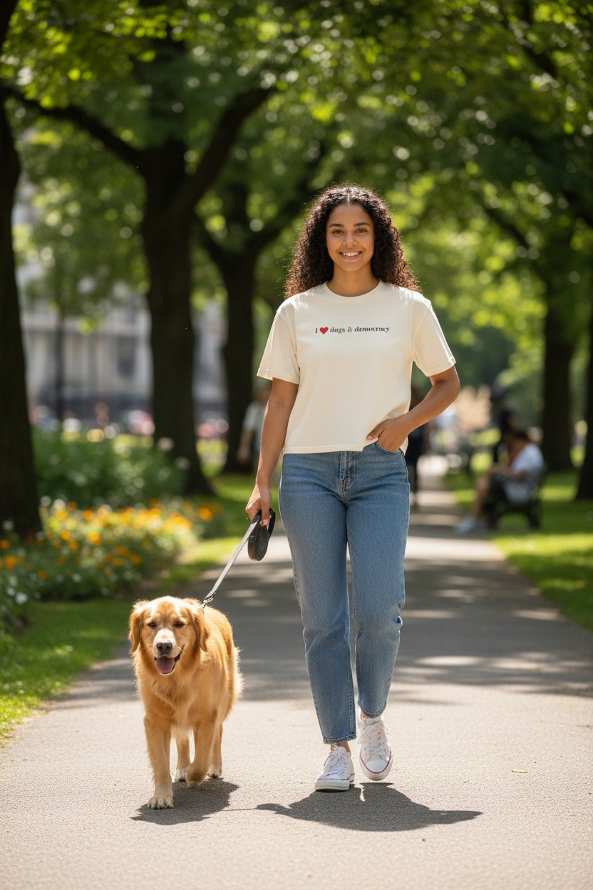I  Dogs & Democracy Boxy Tee — Women's Political Dog Lover Shirt